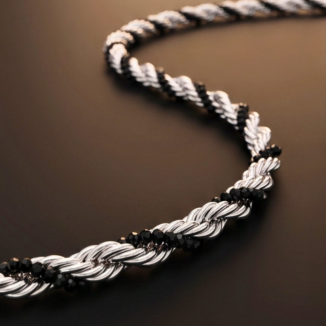 THE MEN THING Chain SHADOW TWIST - 6mm Stainless Steel Chain with Lobster Clasp for Men & Boys (23inch)