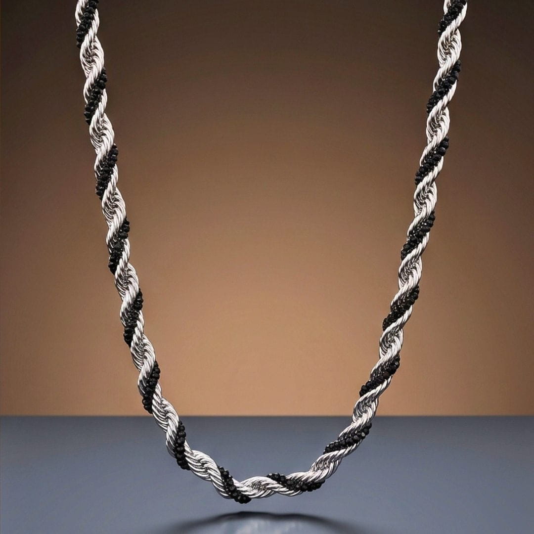 THE MEN THING Chain SHADOW TWIST - 6mm Stainless Steel Chain with Lobster Clasp for Men & Boys (23inch)