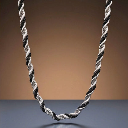THE MEN THING Chain SHADOW TWIST - 6mm Stainless Steel Chain with Lobster Clasp for Men & Boys (23inch)