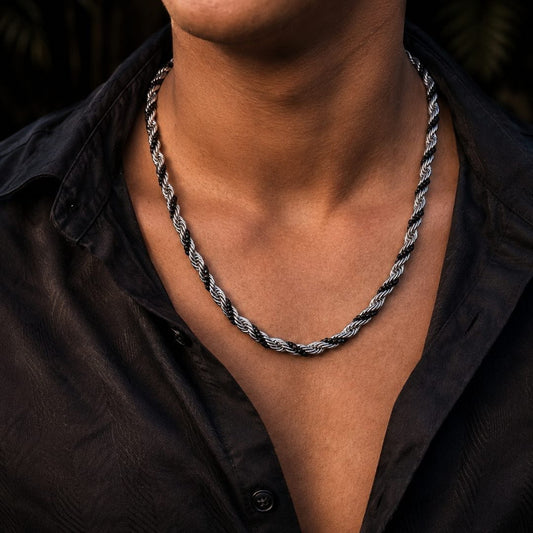 THE MEN THING Chain SHADOW TWIST - 6mm Stainless Steel Chain with Lobster Clasp for Men & Boys (23inch)