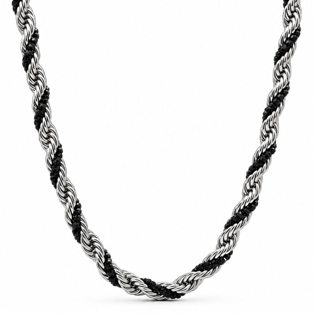 THE MEN THING Chain SHADOW TWIST - 6mm Stainless Steel Chain with Lobster Clasp for Men & Boys (23inch)