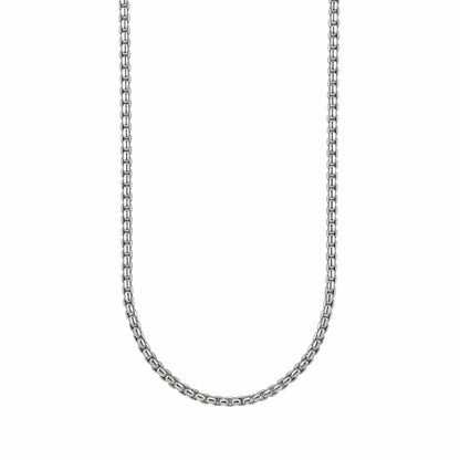 THE MEN THING Chain SILVER ROUNDED BOX - 3mm Chain Stainless Steel 18" to 32" inch Necklace for Men & Boy's