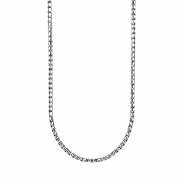 వెండి గుండ్రని పెట్టె - పురుషులు & అబ్బాయిల కోసం 3mm చైన్ స్టెయిన్‌లెస్ స్టీల్ 18 నుండి 24 అంగుళాల నెక్లెస్