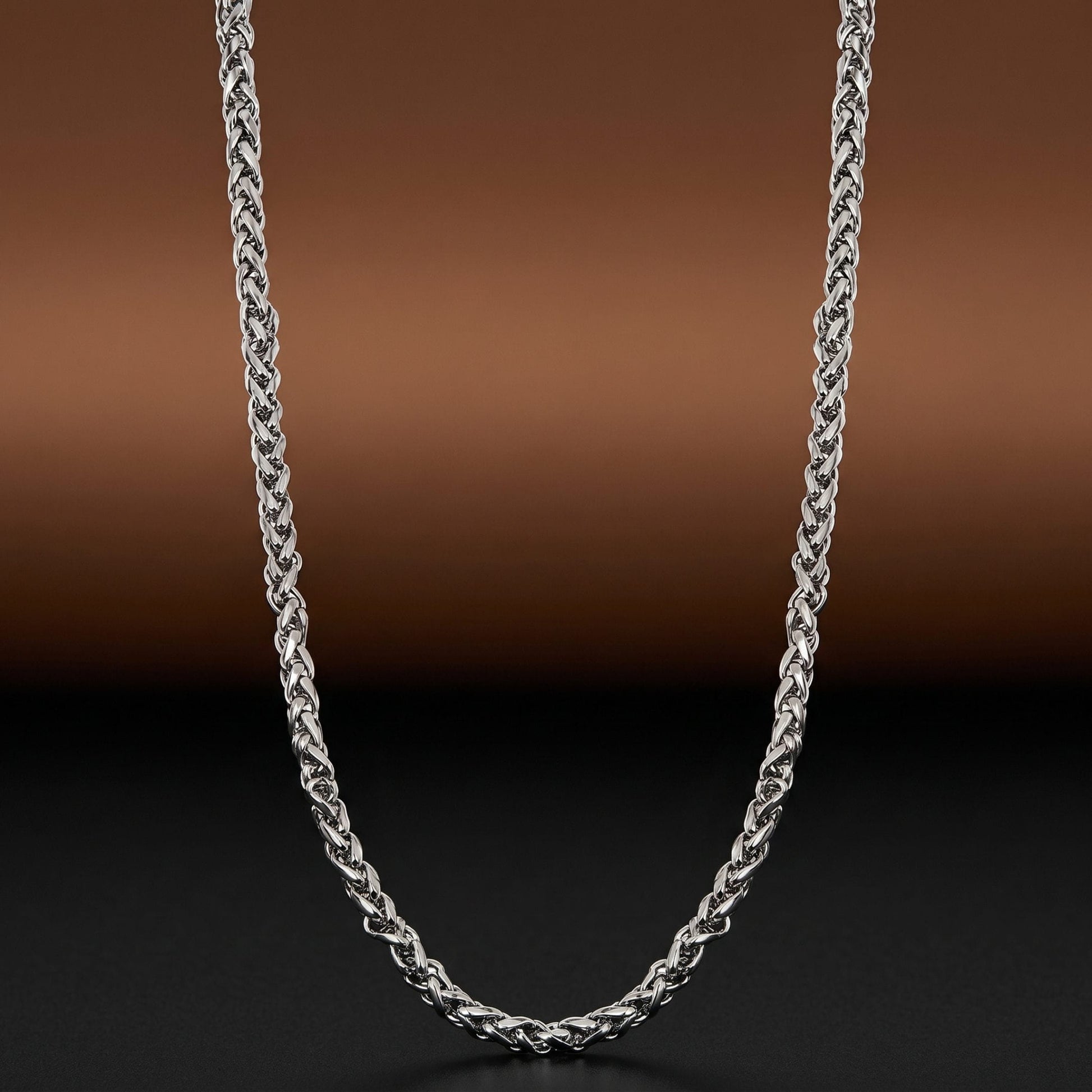 THE MEN THING Chain SPIGA WEAVE - 4mm Stainless Steel Chain with Lobster Clasp for Men & Boys (22inch)