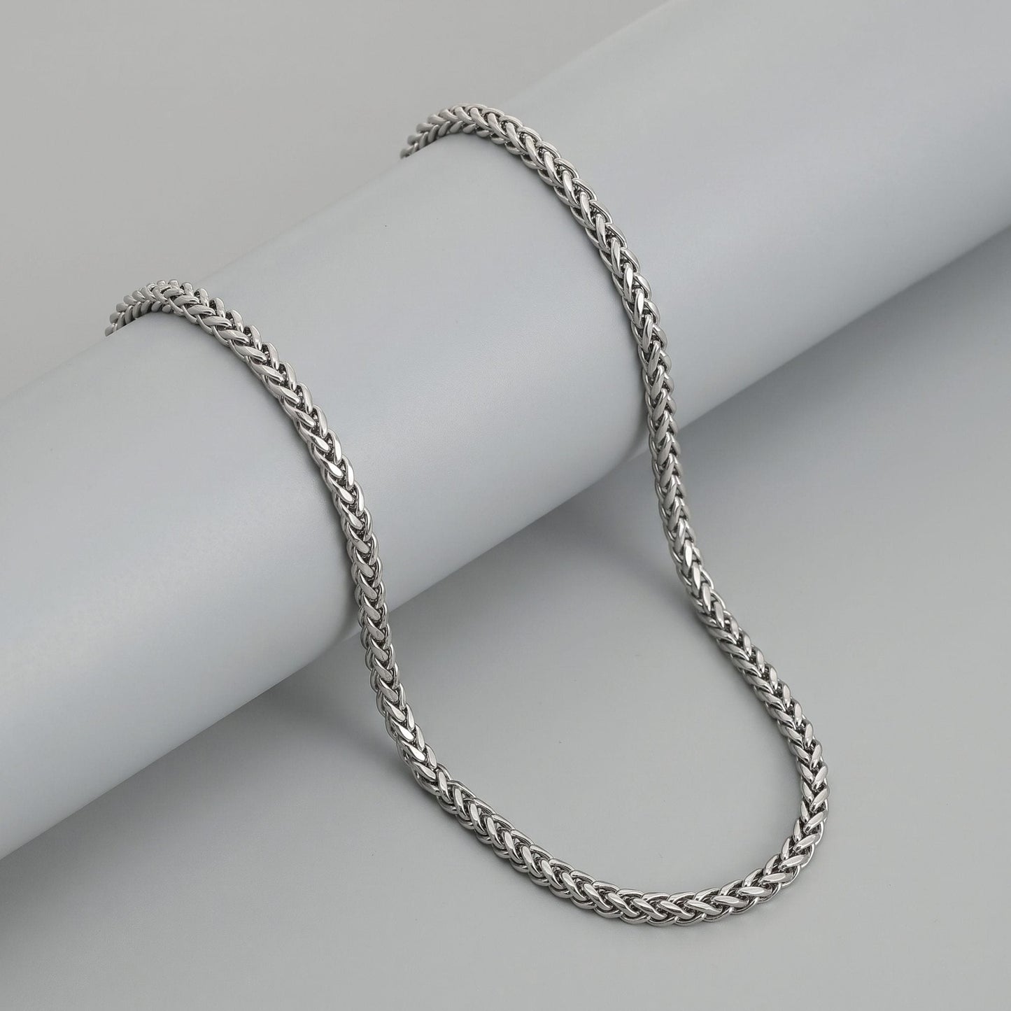 THE MEN THING Chain SPIGA WEAVE - 4mm Stainless Steel Chain with Lobster Clasp for Men & Boys (22inch)