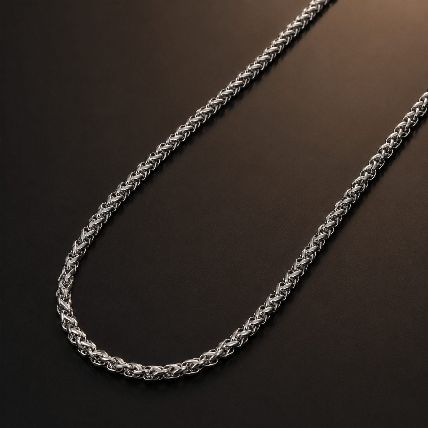 THE MEN THING Chain SPIGA WEAVE - 4mm Stainless Steel Chain with Lobster Clasp for Men & Boys (22inch)