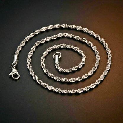 THE MEN THING Chain SPIRAL EDGE - 3mm Pure Stainless Steel 23inch Chain for Men & Boys
