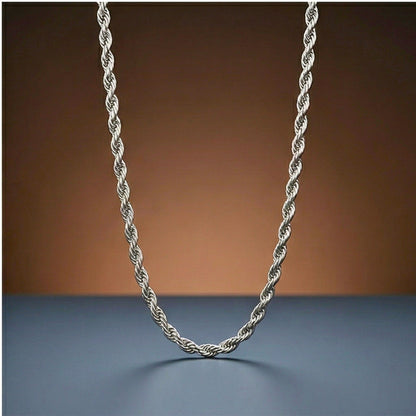 THE MEN THING Chain SPIRAL EDGE - 3mm Pure Stainless Steel 23inch Chain for Men & Boys