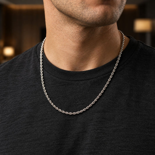 THE MEN THING Chain SPIRAL EDGE - 3mm Pure Stainless Steel 23inch Chain for Men & Boys