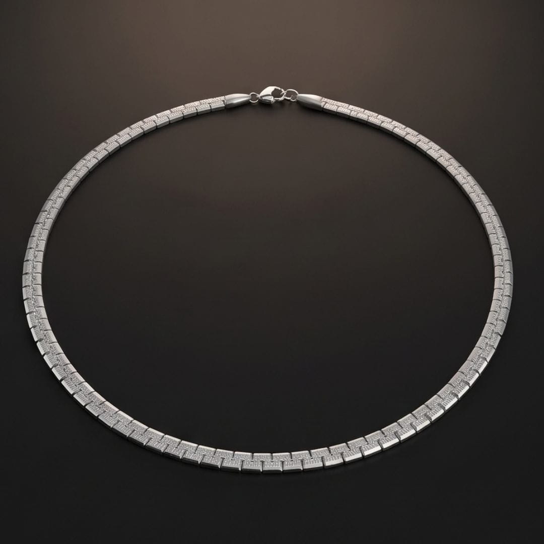 THE MEN THING Chain SQUARE LINK - 3mm Stainless Steel Textured Box Chain with Lobster Clasp for Men & Boys (22 inch)
