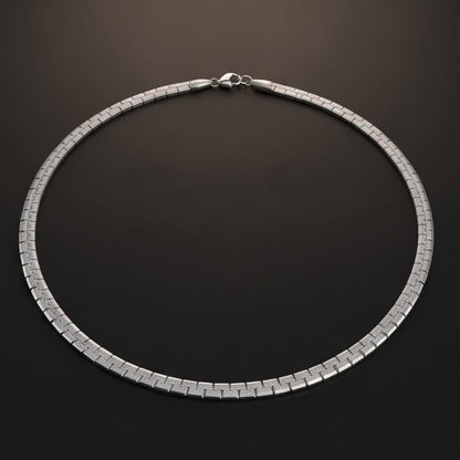 THE MEN THING Chain SQUARE LINK - 3mm Stainless Steel Textured Box Chain with Lobster Clasp for Men & Boys (22 inch)