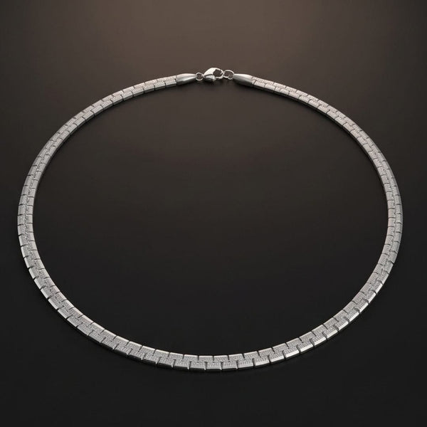 SQUARE LINK - 3mm Stainless Steel Textured Box Chain with Lobster Clasp for Men & Boys (22 inch)
