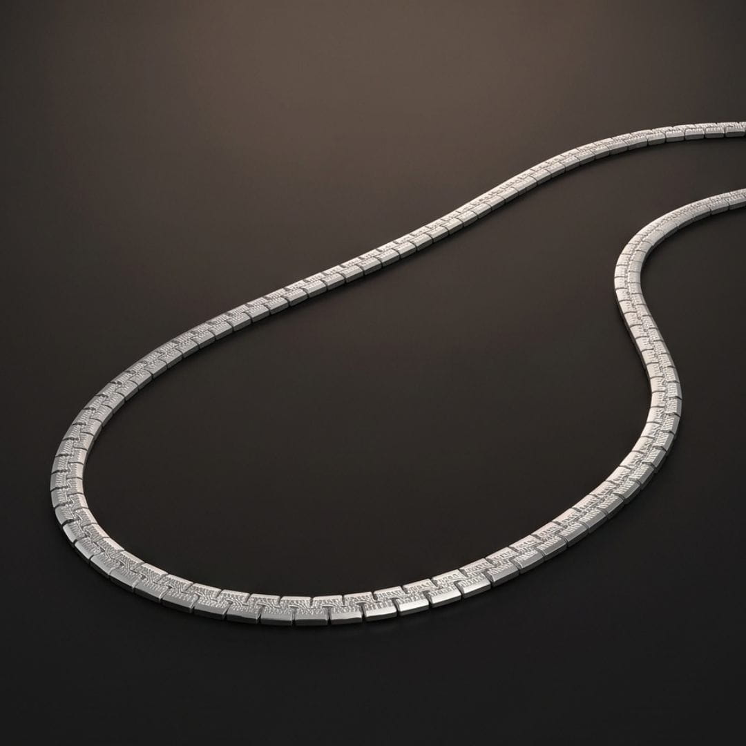THE MEN THING Chain SQUARE LINK - 3mm Stainless Steel Textured Box Chain with Lobster Clasp for Men & Boys (22 inch)
