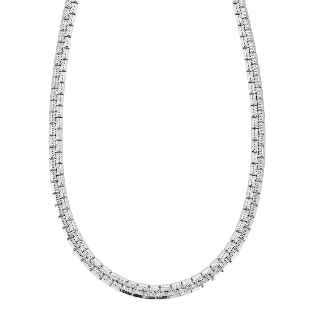 THE MEN THING Chain SQUARE LINK - 3mm Stainless Steel Textured Box Chain with Lobster Clasp for Men & Boys (22 inch)