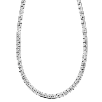 THE MEN THING Chain SQUARE LINK - 3mm Stainless Steel Textured Box Chain with Lobster Clasp for Men & Boys (22 inch)