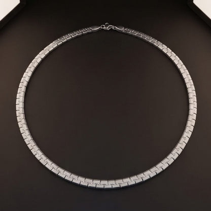 THE MEN THING Chain SQUARE LINK - 3mm Stainless Steel Textured Box Chain with Lobster Clasp for Men & Boys (22 inch)