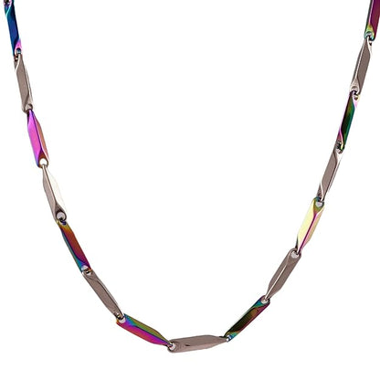 THE MEN THING Chain THE MEN THING Pure Stainless Steel MultiColor Rice Chain 24inch - European Trending Style - Necklace for Men & Boy