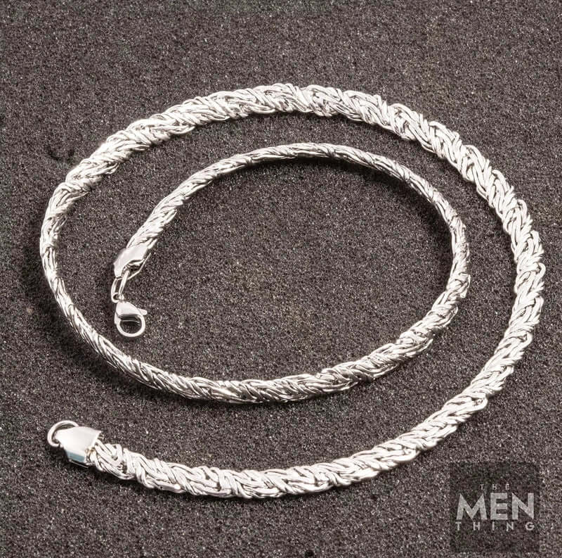 THE MEN THING Chain TWISTED CURB CHAIN - 6mm Pure Stainless Steel 24inch for Men & Boys