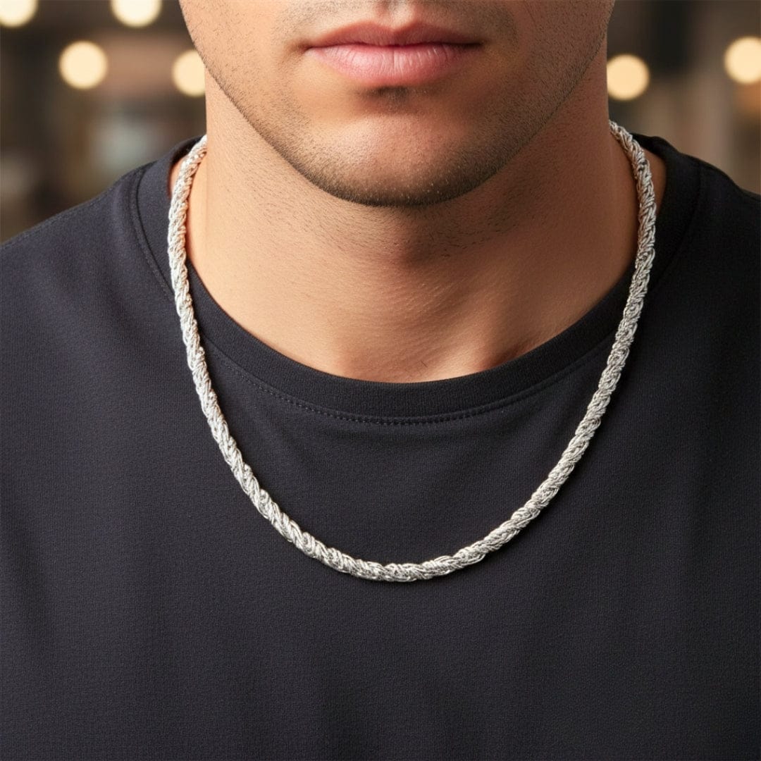 THE MEN THING Chain TWISTED CURB CHAIN - 6mm Pure Stainless Steel 24inch for Men & Boys