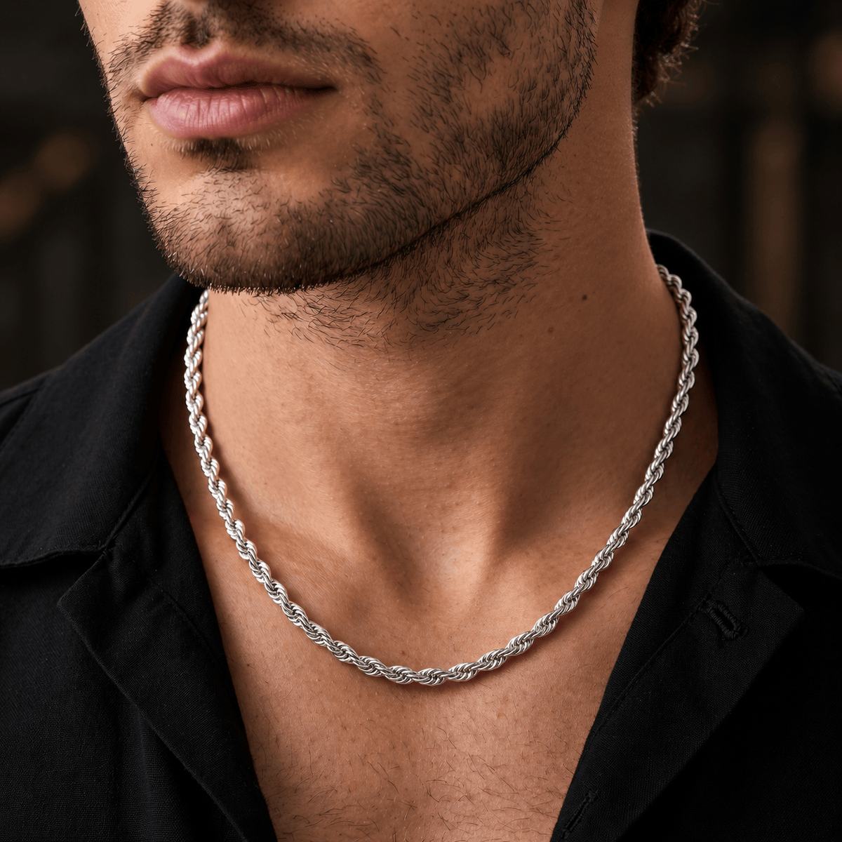 THE MEN THING Chain TWISTED CURB CHAIN - 6mm Pure Stainless Steel 24inch for Men & Boys
