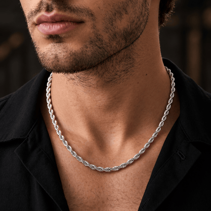 THE MEN THING Chain TWISTED CURB CHAIN - 6mm Pure Stainless Steel 24inch for Men & Boys