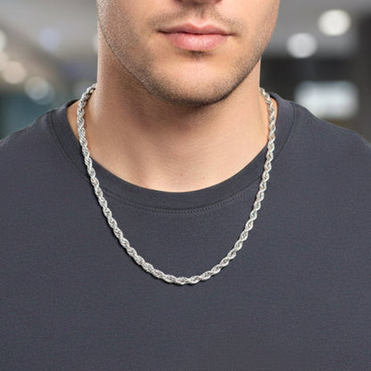 THE MEN THING Chain TWISTED ROPE - 3.5mm Chain Stainless Steel 24inch for Men & Boys