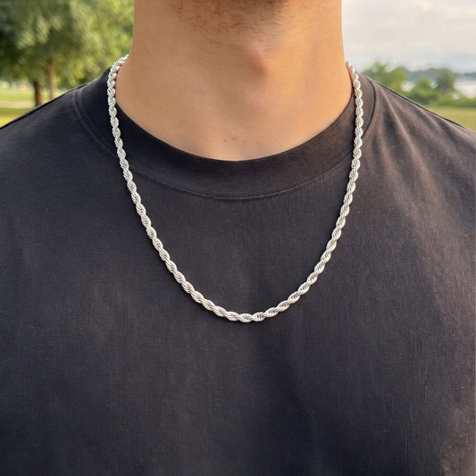 THE MEN THING Chain TWISTED ROPE - 3.5mm Chain Stainless Steel 24inch for Men & Boys
