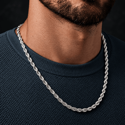 THE MEN THING Chain TWISTED ROPE - 3.5mm Chain Stainless Steel 24inch for Men & Boys