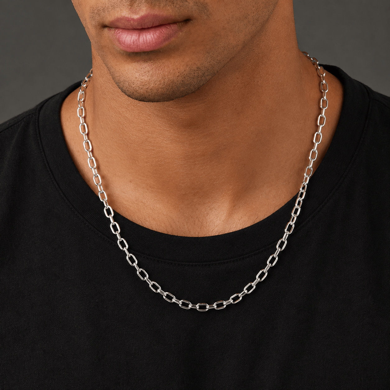 THE MEN THING Chain VALENRO - 7mm Chain Pure Stainless Steel 23inch for Men & Boys