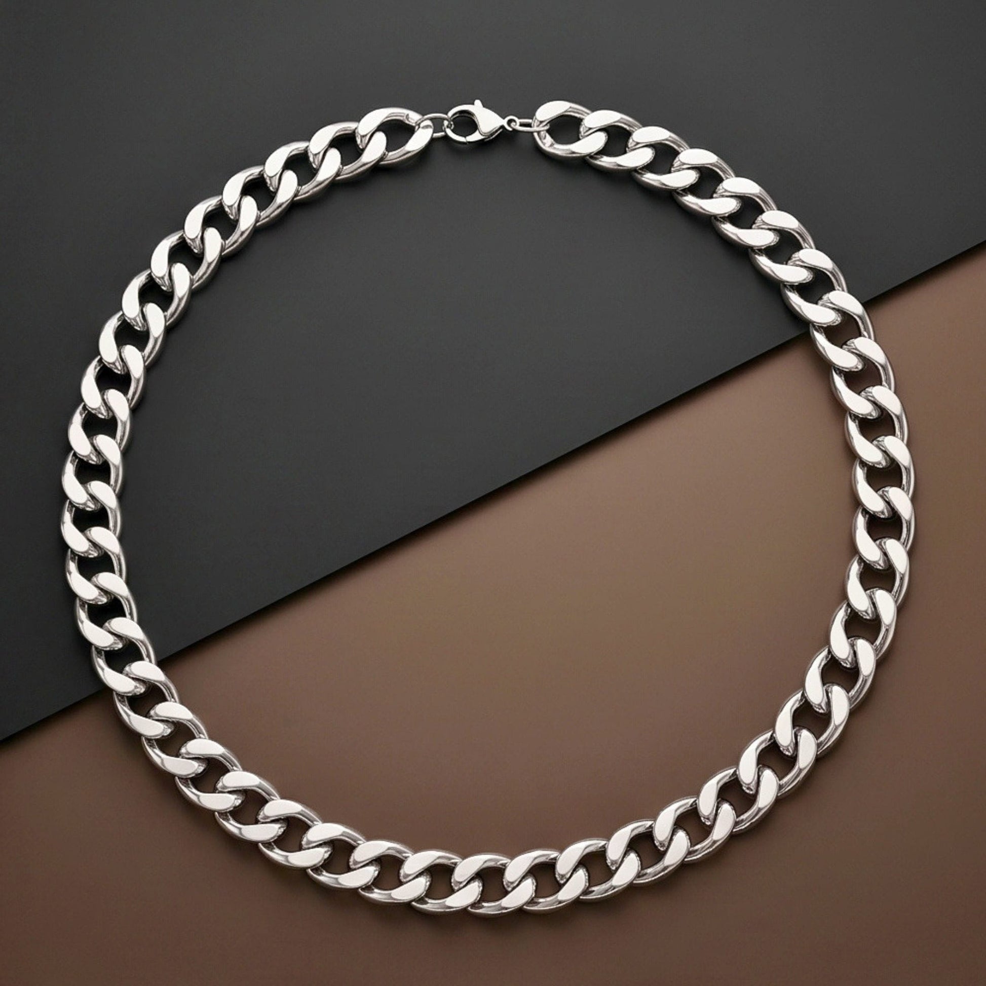 THE MEN THING Chain VORTEX CURB - 9mm Stainless Steel Chain with Lobster Clasp for Men & Boys (21inch)