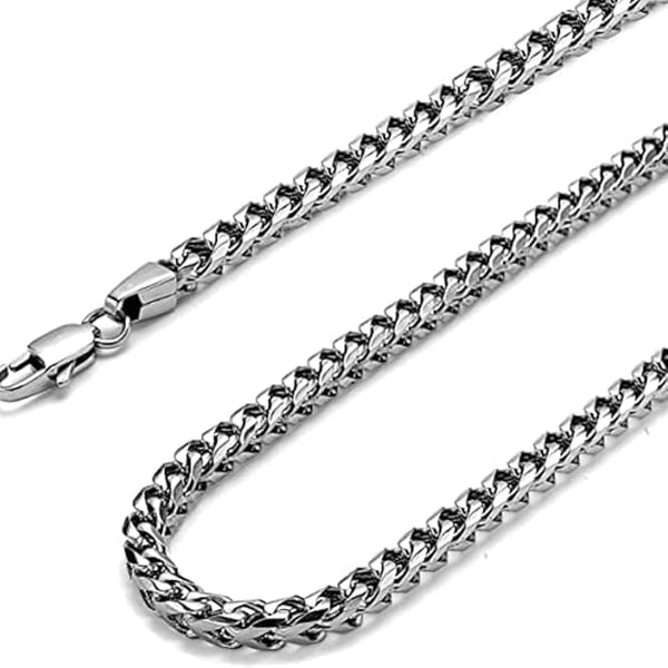 WHEAT CHAIN -  4mm  Pure Stainless Steel Chain, 24inch for Men & Boys