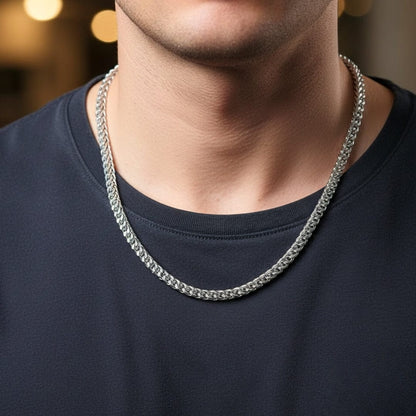 THE MEN THING Chain WHEAT CHAIN -  4mm  Pure Stainless Steel Chain, 24inch for Men & Boys