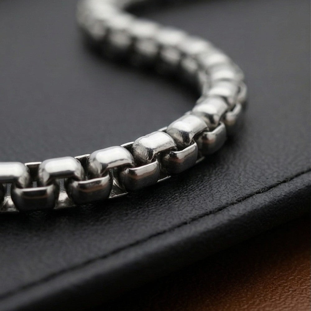 THE MEN THING Chain ZORO - 6mm Stainless Steel 24inch Round box Chain for Men, European trending Style for Men & Boy
