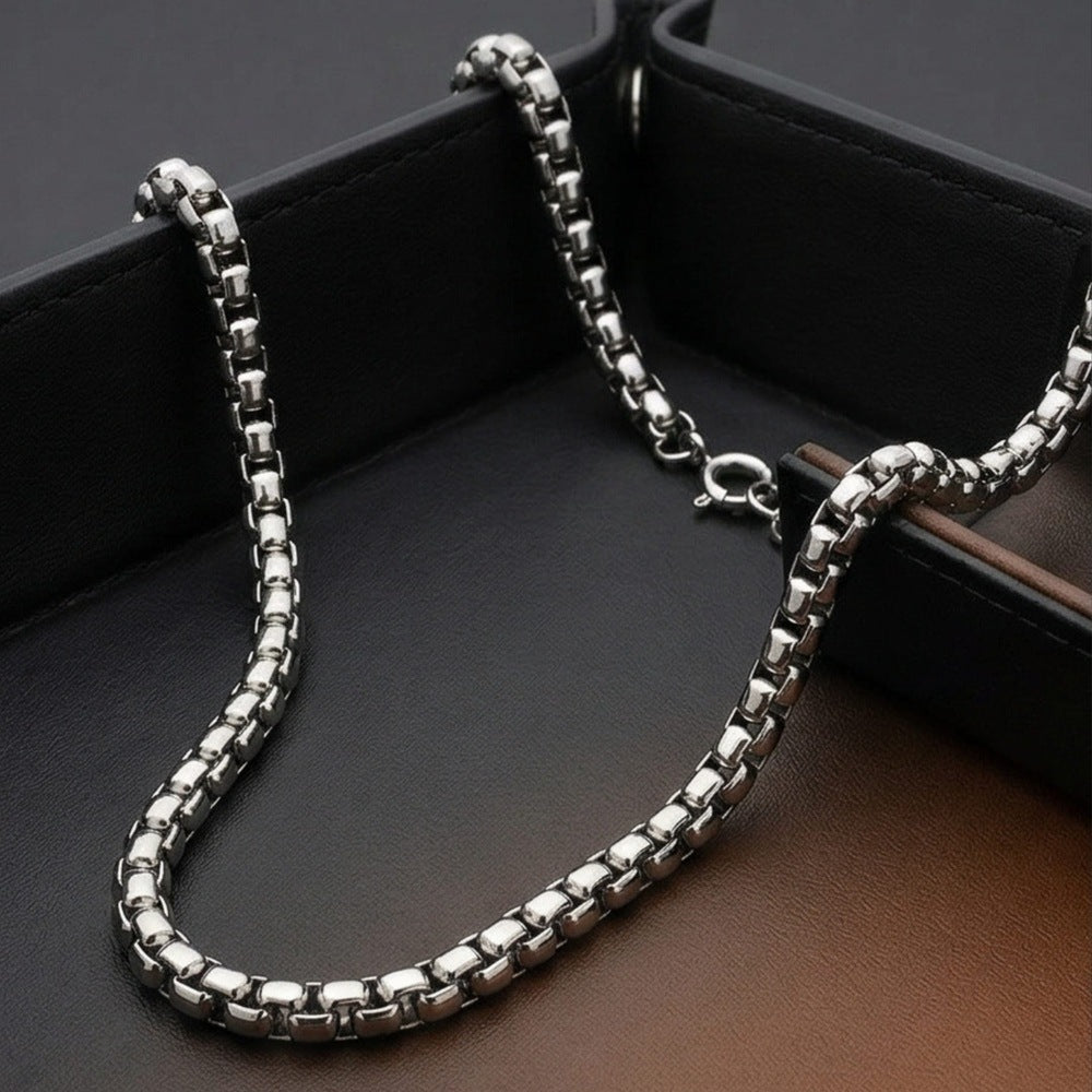THE MEN THING Chain ZORO - 6mm Stainless Steel 24inch Round box Chain for Men, European trending Style for Men & Boy