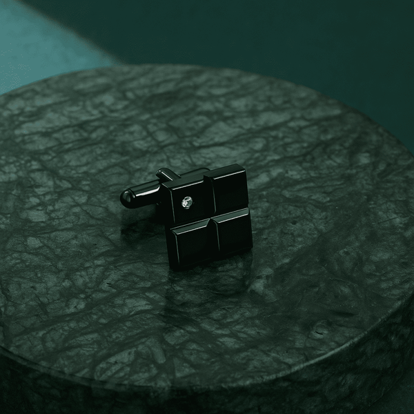 GRID LUXE - Black Tone - Titanium Steel Cufflinks for Men and Boys