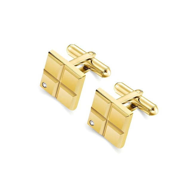GRID LUXE - Golden Tone - Titanium Steel Cufflinks for Men and Boys