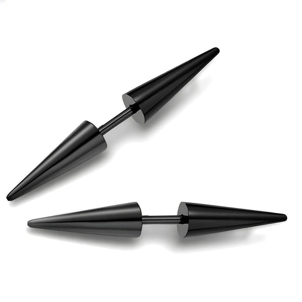 CYBER CONE BLACK - Titanium Steel Arrow Stud Earrings for Men & Boys 3mm and 5mm (2pcs)