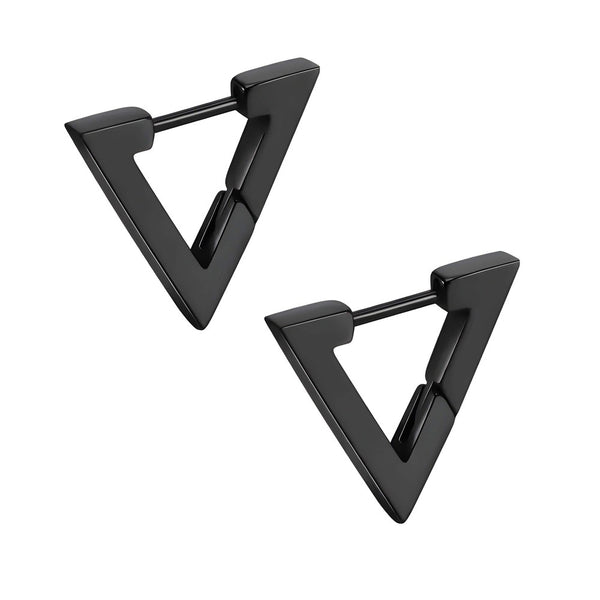 BLACK ATLAS - Pure Titanium Steel Hoop Earrings for Men & Boys (2pcs)