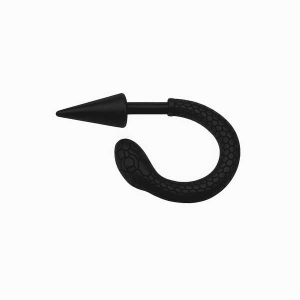 BLACK COBRA SPIRAL - 6mm Pure Titanium Steel Hoop Earrings for Men & Boys (2pcs)