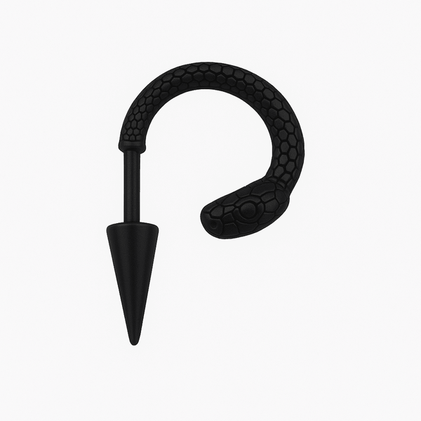 BLACK COBRA SPIRAL - 6mm Pure Titanium Steel Hoop Earrings for Men & Boys (2pcs)