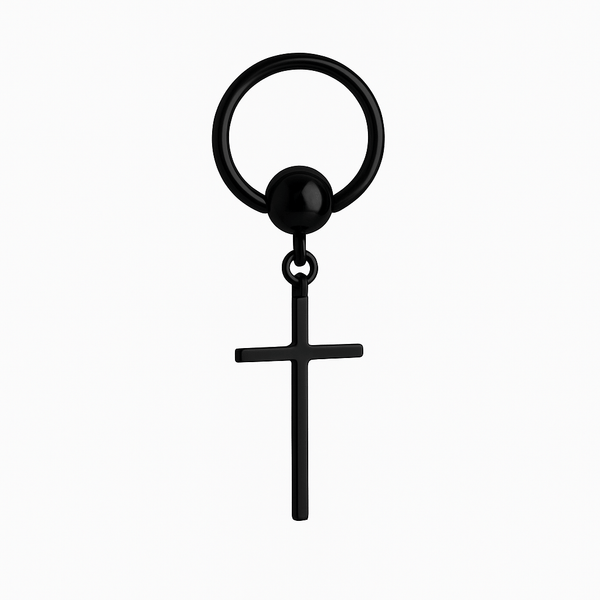 BLACK CRUX NOIR - Pure Titanium Steel Hoop Earrings for Men & Boys (2pcs)