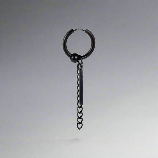 BLACK DROPCORE - 2.5mm Pure Titanium Steel Hoop Earrings for Men & Boys (2pcs)