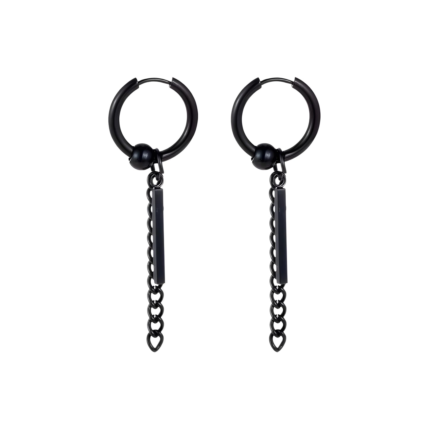 THE MEN THING Earring BLACK DROPCORE - 2.5mm Pure Titanium Steel Hoop Earrings for Men & Boys (2pcs)