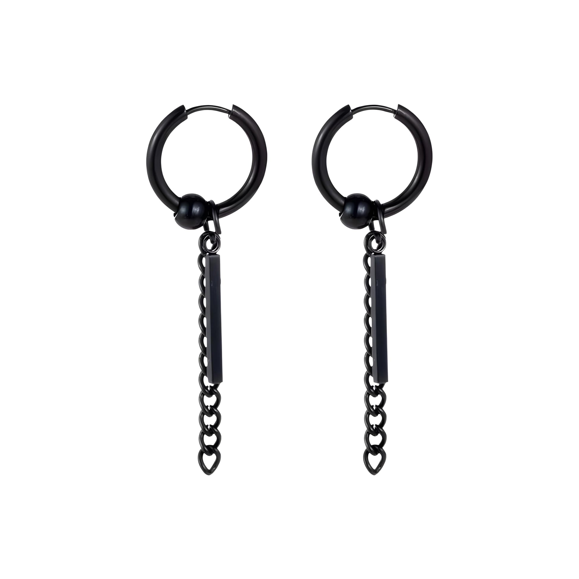 THE MEN THING Earring BLACK DROPCORE - 2.5mm Pure Titanium Steel Hoop Earrings for Men & Boys (2pcs)