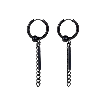 THE MEN THING Earring BLACK DROPCORE - 2.5mm Pure Titanium Steel Hoop Earrings for Men & Boys (2pcs)