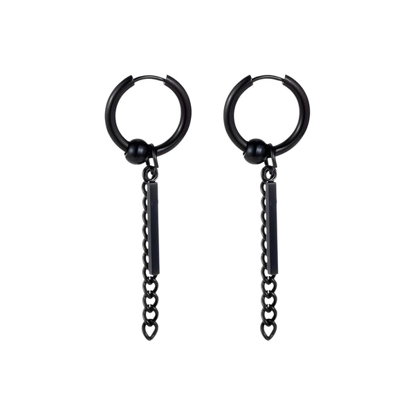 BLACK DROPCORE - 2.5mm Pure Titanium Steel Hoop Earrings for Men & Boys (2pcs)