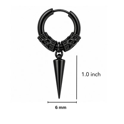 THE MEN THING Earring BLACK LOKIS FANG - 6mm Pure Titanium Steel Hoop Earrings for Men & Boys (2pcs)