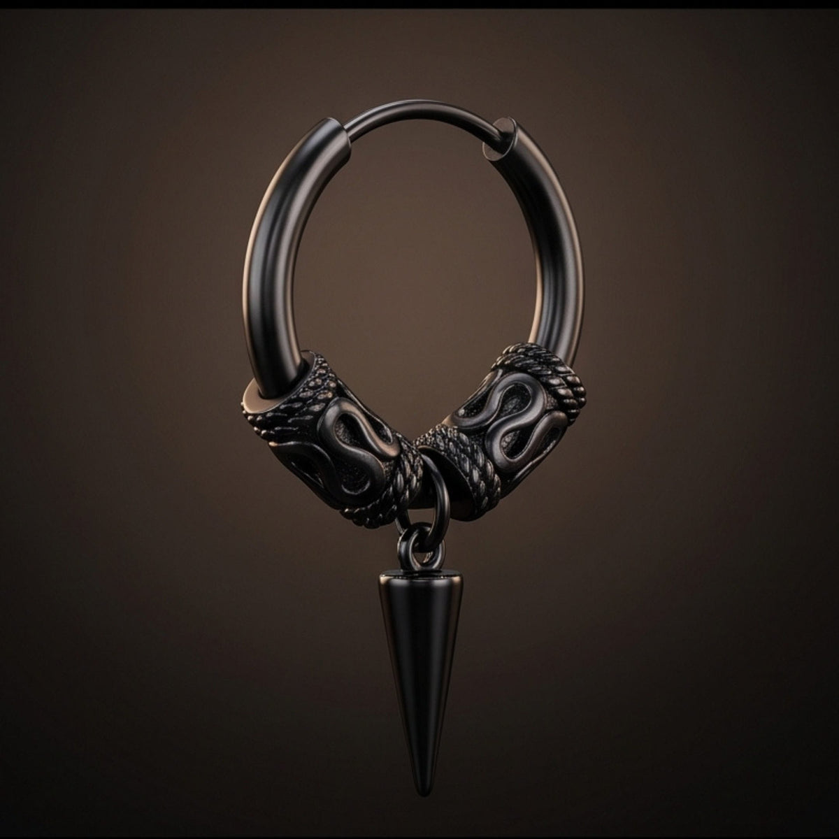 THE MEN THING Earring BLACK LOKIS FANG - 6mm Pure Titanium Steel Hoop Earrings for Men & Boys (2pcs)