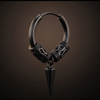THE MEN THING Earring BLACK LOKIS FANG - 6mm Pure Titanium Steel Hoop Earrings for Men & Boys (2pcs)