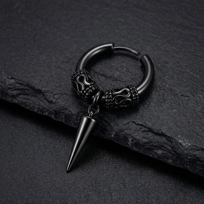 THE MEN THING Earring BLACK LOKIS FANG - 6mm Pure Titanium Steel Hoop Earrings for Men & Boys (2pcs)